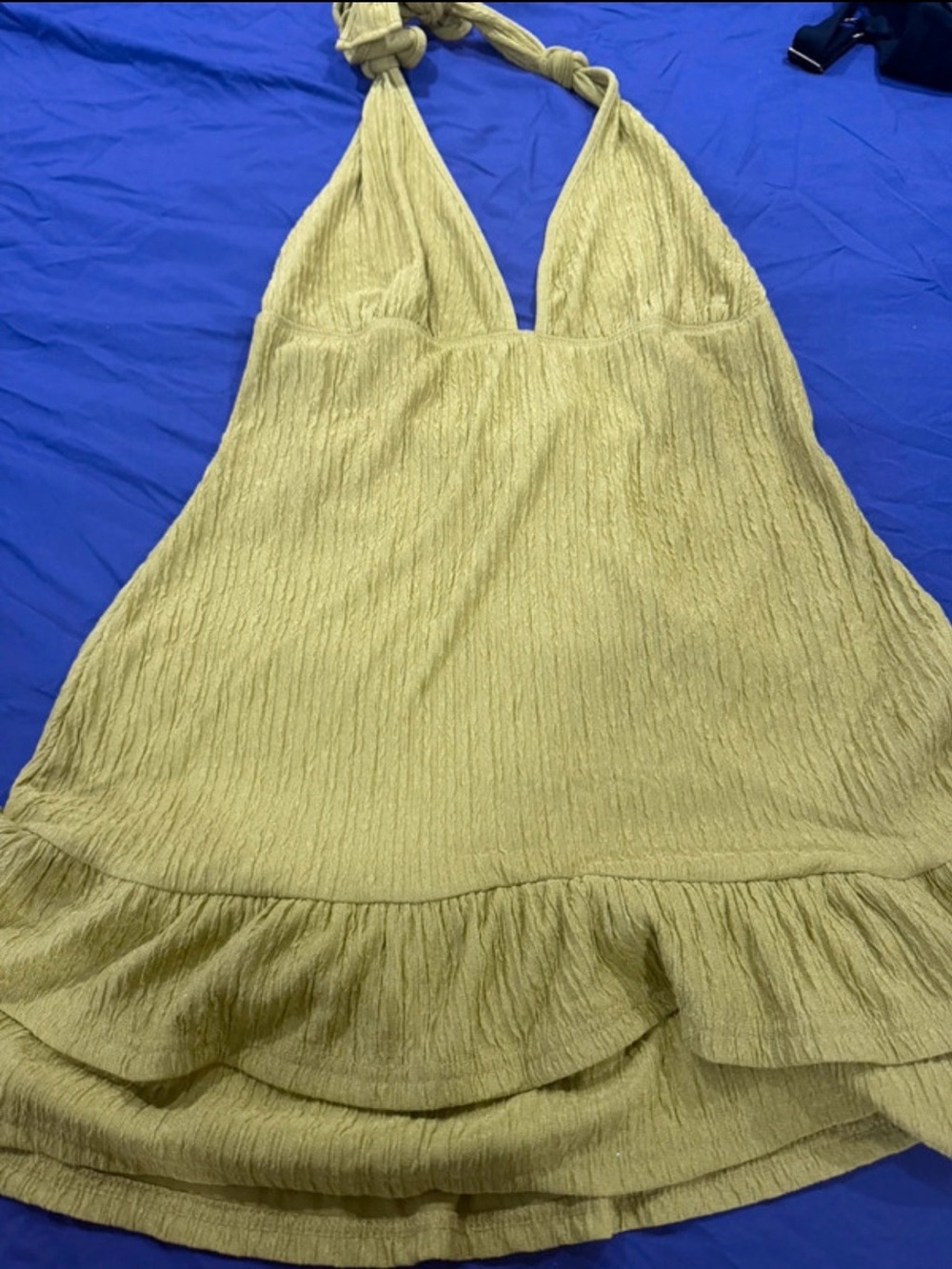 SHEIN Light Olive Green Halter Mini Dress
